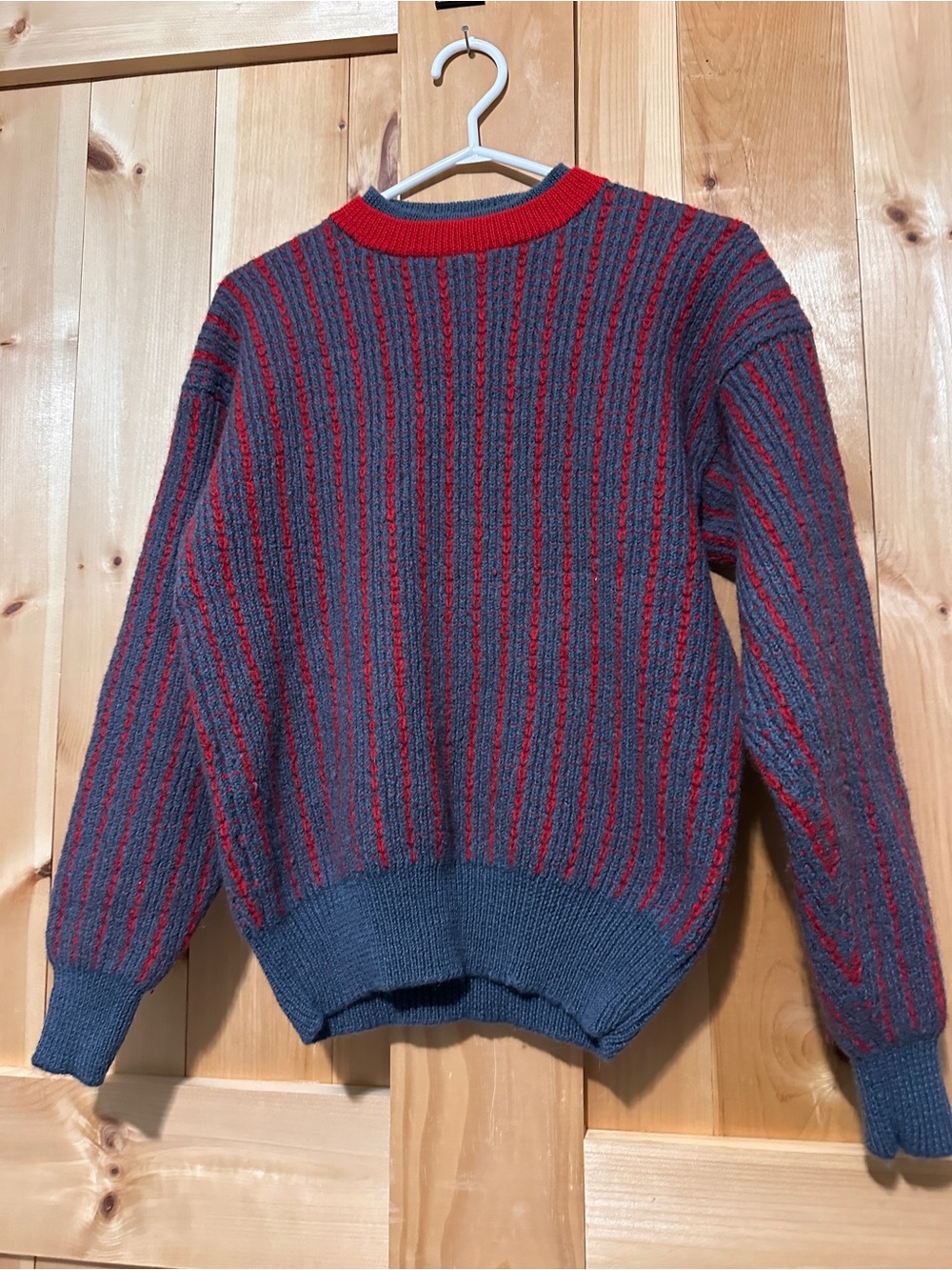 Vintage 80s 90s Britches 100% Wool Vertical Stripe Knit Crewneck Sweater Large